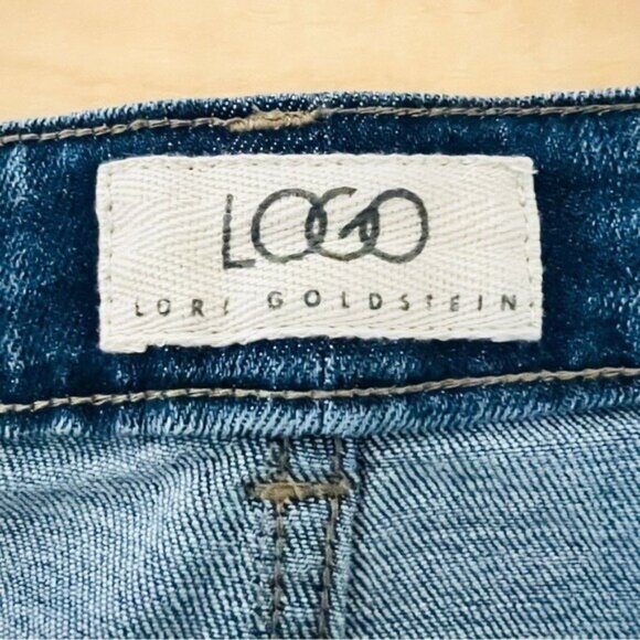 NWOT LOGO Lori Goldstein Women Blue Jeans 34W Tie-Dye High Rise Stretch Straight - Picture 5 of 12